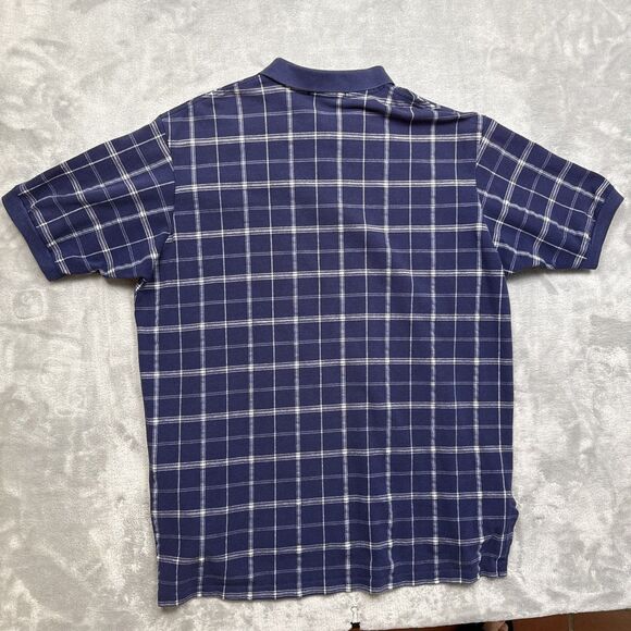 VTG Polo Ralph Lauren Men’s XL Navy Blue White Plaid Short Sleeve Polo Made USA - Picture 7 of 7